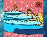 Barbie y sus amigas en el jacuzzi