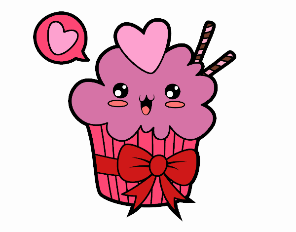 Cupcake kawaii con lazo