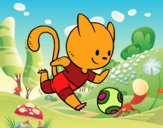 Gato jugando a fútbol