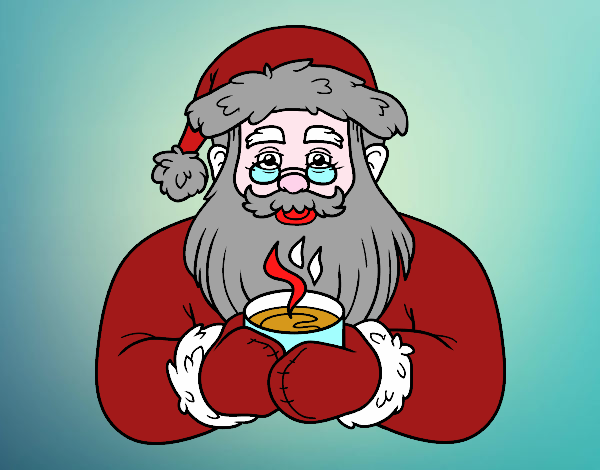 Papá Noel con taza de café