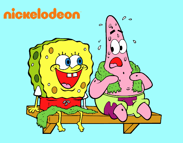 Bob Esponja y Patricio en bañador