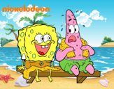 Bob Esponja y Patricio en bañador