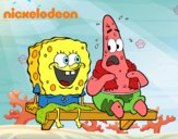 Bob Esponja y Patricio en bañador