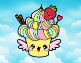 Cupcake kawaii con fresa