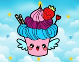 Cupcake kawaii con fresa