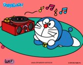 Doraemon escuchando música