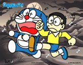 Doraemon y Nobita corriendo