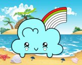 Nube con arco iris kawaii