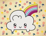 Nube con arco iris kawaii