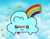 Nube con arco iris kawaii