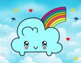 Nube con arco iris kawaii