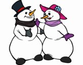 Pareja de muñecos de nieve