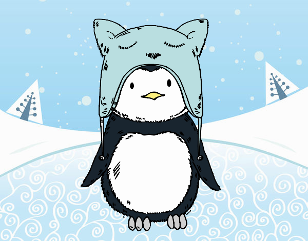 Pingüino con gorrito divertido