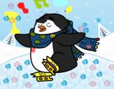 Pingüino patinando sobre hielo