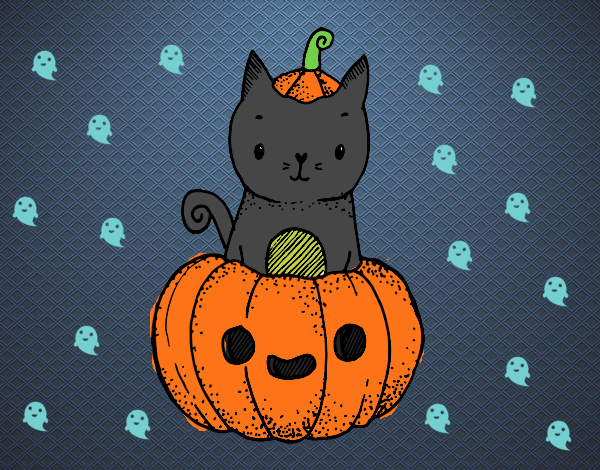 Un gatito de Halloween