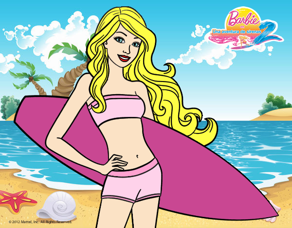 Barbie con tabla de surf