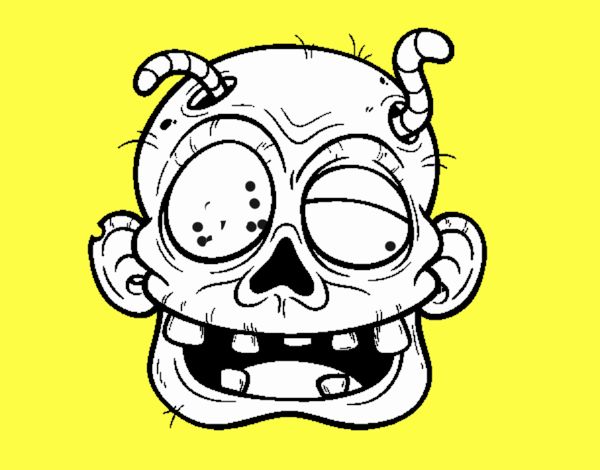  Dibujo de Cara de zombie con gusanos pintado por en Dibujos.net el día