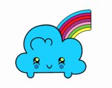 Nube con arco iris kawaii