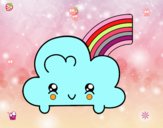 Nube con arco iris kawaii