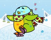 Pingüino patinando sobre hielo