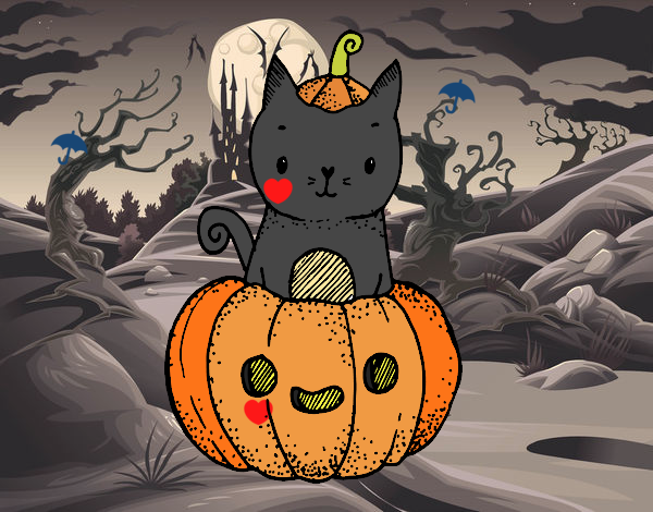 Un gatito de Halloween