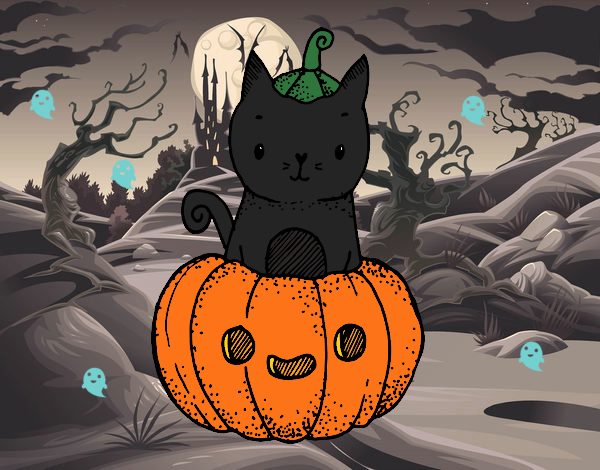 Un gatito de Halloween