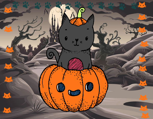 Un gatito de Halloween