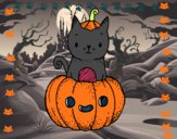 Un gatito de Halloween