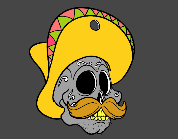 Calavera mejicana con bigote