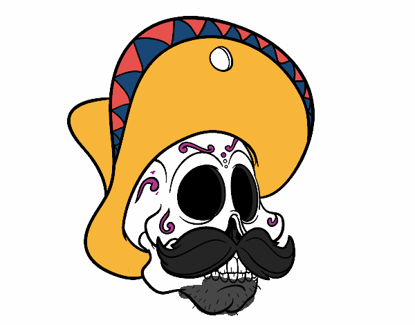 Calavera mejicana con bigote