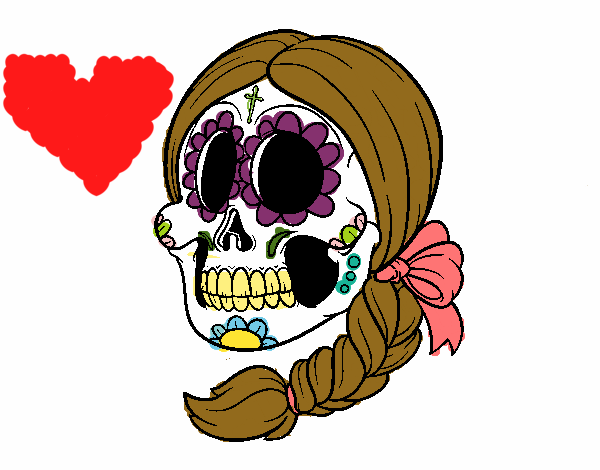 Calavera mejicana con trenza