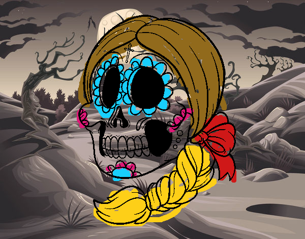 Calavera mejicana con trenza