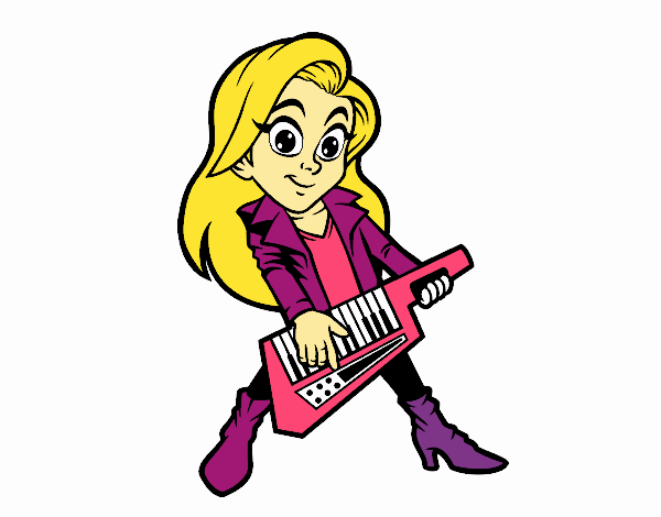 Chica tocando el keytar