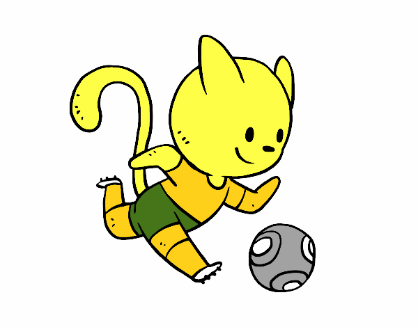 Gato jugando a fútbol