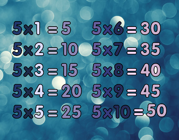 Tabla de multiplicar del 5