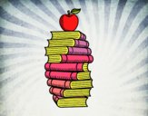 Libros y manzana