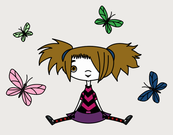 Niña con mariposas