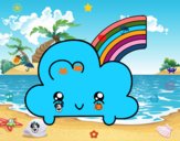 Nube con arco iris kawaii