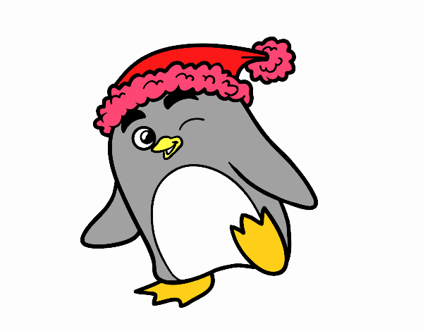 Pingüino con gorro de Navidad