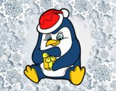 Un pingüino con regalo de Navidad