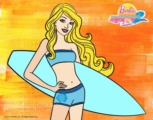 Barbie con tabla de surf