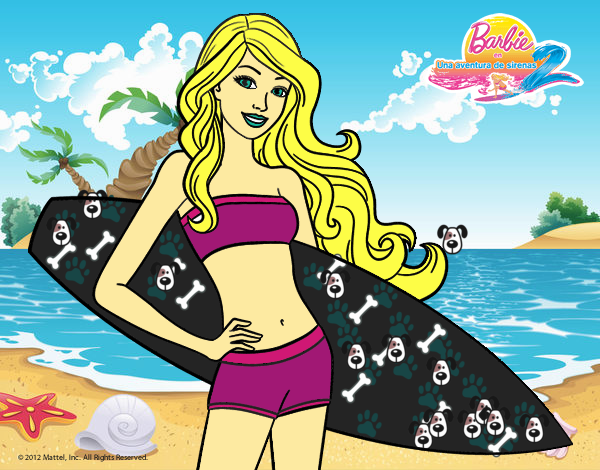 Barbie con tabla de surf