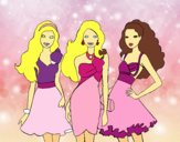 Barbie y sus amigas vestidas de fiesta