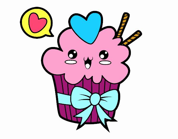 Cupcake kawaii con lazo