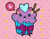 Cupcake kawaii con lazo