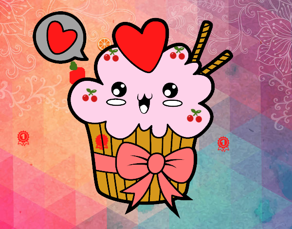 Cupcake kawaii con lazo