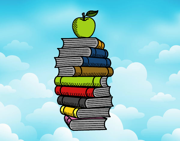 Libros y manzana