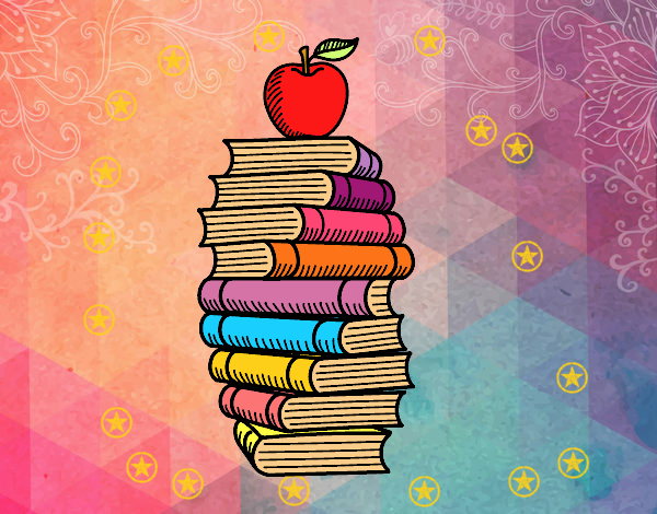 Libros y manzana