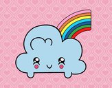 Nube con arco iris kawaii