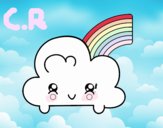 Nube con arco iris kawaii